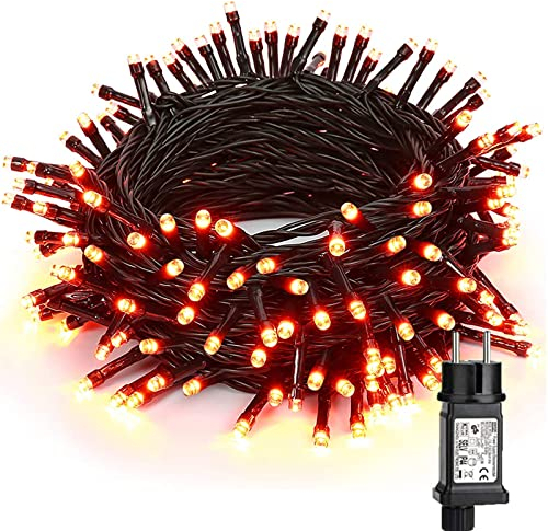 BrizLabs Otoño Decoracion Guirnalda Luces, 20m 200 LED Naranja Halloween Cadena Luces Jardín 8 Modos Impermeable Luces Led Exterior Interior Navidad Decoración for Bodas Fiestas DIY Thanksgiving