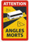 Angles Morts - Toter Winkel - Schild magnetisch A5,4 Stück, Hinweisschild für Bus-Wohnmobil