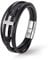 UNIQAL | Kreuz Leder Armband HEAVEN Cross Bracelet | Geschenk Box | Magnetverschluss (Silber, 23)