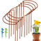 Large 50cm Rusty Bow Plant Support Stakes, Half Round Natural Rust Flower Support Ring Cage Frame with 4 Self Watering Spikes, Rusted Metal Interlinking Garden Border for Peonies, Hydrangea(8,50x27cm)