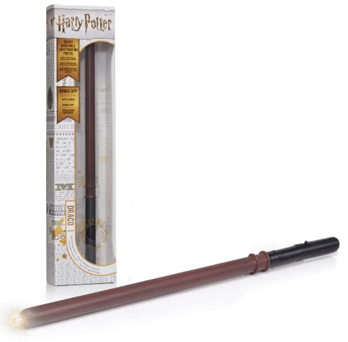 WOW! STUFF - Baguette Lumos Lumineuse Draco Malfoy 14, Baguettes Officielles Harry Potter et Wizarding World, Jouets et Objets de Collection, Accessoire de Costume pour Les Fans, Filles et garçons