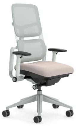 Steelcase Please Air Ergonomischer Bürodrehstuhl mit höhenverstellbarer Lumbalstütze Hellbeige/Möwengrau