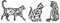 Pet-Jos 3er-Set Katze Wanddeko Holz Katze Wanddekoration 3x Katze Deko Wall Art Geometrische Ornamente Minimalistische Wandkunst Hängende Dekoration Cat Decoration Wall