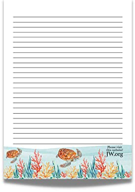 JW Briefpapier A4 Block Schreibpapier liniert Geschenk Notizblock Schreibbogen (Meeresschildkröte)