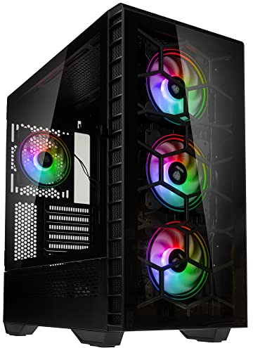 KOLINK PC Gehäuse Observatory Y Midi Tower Computer Gehäuse, 4 Vorinstallierte ARGB-Lüfter, Gehäuse PC für AIO-Kühlung, PC-Gehäuse RGB, PC Gehäuse Glas
