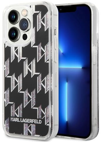 Karl Lagerfeld KLHCP14SLMNMK Hülle für iPhone 14 6,1 hardcase Schwarz Liquid Glitter Monogram