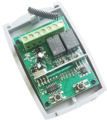 1 receptor de control remoto universal de 2 canales para puerta de garaje, 433 MHZ, código fijo y receptor de código rodante, interruptor de control remoto
