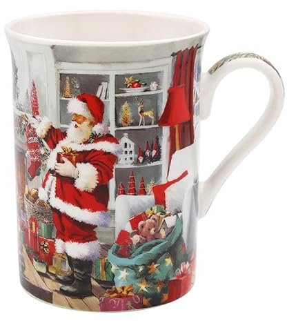The Leonardo Collection Fine China Boxed Christmas Mug - Richard Macneil Santa Design - Festive Gift for Him/Her, LP53124