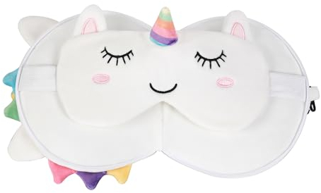 I-TOTAL ® - Kissen mit Schlafmaske, verschließbares Kissen mit Haken für Reise (UNICORN)