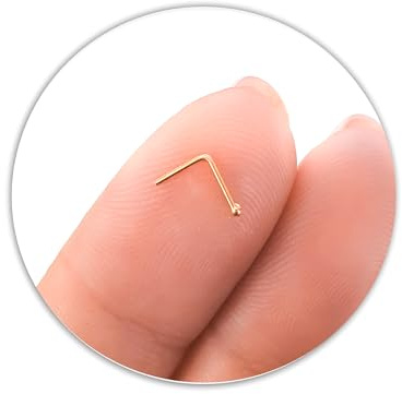 MoonliDesigns 1mm Ball Nasenstecker Rot Gold - 0,6mm Stiftdicke, Basismetall Silber, zierlicher Nasenschmuck