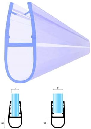 Premium Duschdichtung für Duschkabinen Gerade PVC Ersatzdichtung für Duschtüren Typ: VA007 - Länge: 200 cm - Glasstärke: Für Glas von 6 bis 8 mm