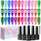 SUPWEE Cat Eye UV Gel Nagellack Set - 12 Farben Neon Magnetischer Gel mit Magnet Holografisches Glitzer Cat Eye Gel Nagellack Soak Off UV Gel für DIY-Maniküre Art 7ml