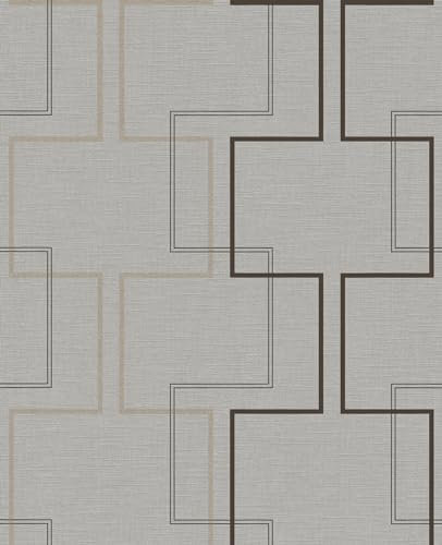 Superfresco Easy Papier peint intissé Quadrillage 1005 x 52cm Naturel | Revetement Mural, Tapisserie | Facile à poser et à Enlever