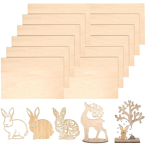 Fogli di compensato, 12 pezzi 100 x 200 x 1,5 mm fogli di legno di balsa, fogli sottili di tiglio, fogli di compensato per aereo fai da te, nave, lavorazione del legno, modello, arti e mestieri