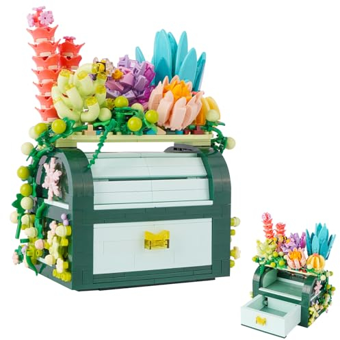 Oichy Succulent Treasure Box Jouets de Construction Ensembles de Blocs de Construction de Plantes artificielles Ensembles de Construction botaniques créatifs pour garçons et Filles (867 pièces)