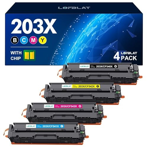 LOFBLAT 203X Kompatibel für HP 203X 203A CF540X CF540A für HP M281fdw Toner für HP Color Laserjet Pro MFP M281fdw M254dw M254nw M281fdn M280nw M281cdw M254dn (Schwarz Cyan Gelb Magenta,4er-Pack 203X)