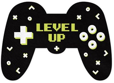 PartyDeco Gamer-Papierservietten, schwarzes Gamepad, 12 Stück