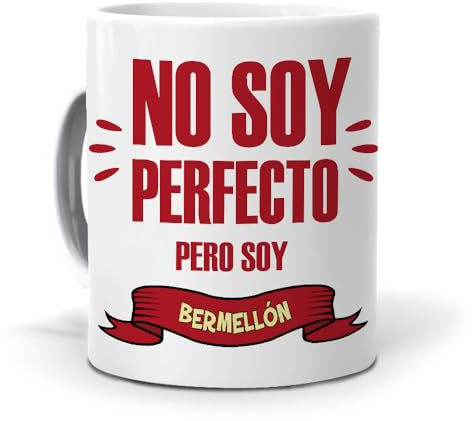 mundohuevo Taza con frase “No soy perfecto, pero soy bermellón”|Capacidad de 350ml| Futboleros| Aficionados del Málaga | Taza de cerámica AAA| Futbol| Deporte|Regalo para amigos.