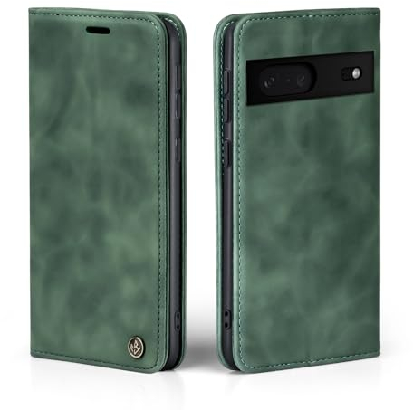LBH Handyhülle für Google Pixel 7 in Grün mit Karten- und Geldfach Smartphone Hülle mit Standfunktion Flip Case Schutzhülle Magnetverschluss Vintage