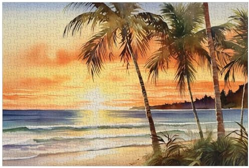 Puzzle für Erwachsene, 1000 Teile, Holz, Palmen, 91012, Raumdekorationsgemälde. (A ; 1000)