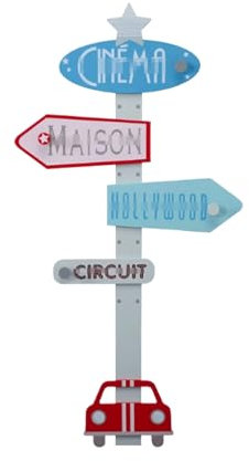 JITEM Porte-Manteau Mural en Bois avec Panneau de signalisation, Joli Porte-Manteau Suspendu, Porte-Chapeau, signalisation de Voiture créative, Crochet Vertical pour Chambre de garçon