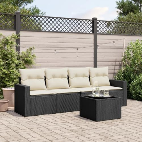 ShGaxin Chill out 3218676 Gartenmöbel-Set 5-teilig mit Kissen Polyrattan schwarz