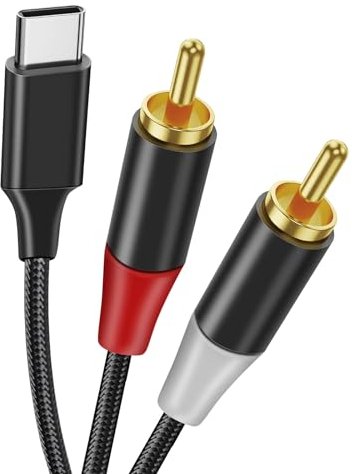 Cable USB C a 2RCA DAC Chip Cable Tipo C a 2RCA HiFi Audio Estéreo Compatible con iPhone 15 series iPad MacBook Samsung Galaxy Google Pixel Laptop Oneplus Amplificador HDTV Home Cinema