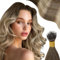 Moresoo Nano Hair Extensions Blonde Real Hair Nano Bead Human Hair Extensions Blonde Dark Brown to Chestnut Brown with Medium Blonde Cold Fusion 1G/S 50G/Pack #3/8/22