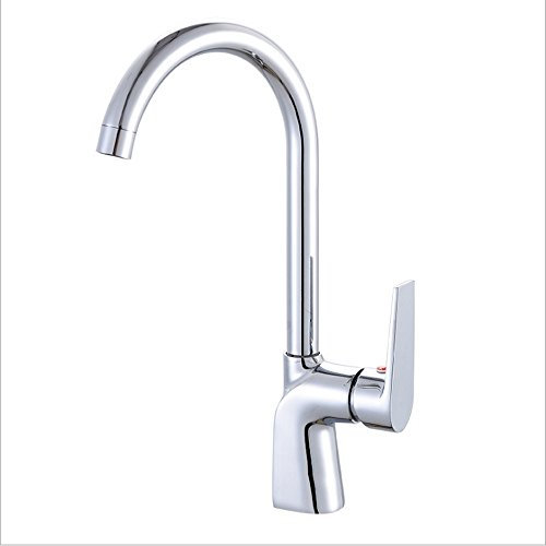 Mischbatterie Kupfer heiß und kalt vertikale Waschtischarmatur, Einloch zur Erhöhung der Qualität, hoher Standard-Küchenarmatur, 360 ° schwenkbarer Spülhahn, Monoblock-Badezimmer-Waschbeckenarmatur,