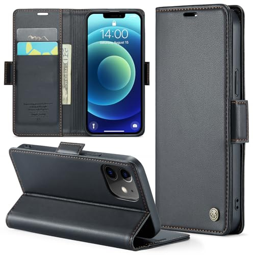 Phernykas Wallet Case for iPhone 13 Mini, Magnetic Flip | 3 Card Slots, Faux Leather RFID Blocking Card Holder Flip Wallet with Kickstand, Side Magnetic Clasp, Premium Cover,Black