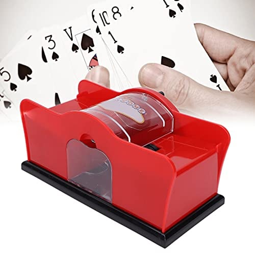 Ejoyous Kartenmischmaschine, Card Shuffler Manual Skip BO Kartenspiel kartenmischer für 1–2 Kartendecks Poker-Spielkarten Casino-Kartenmischer (Rot)