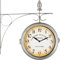 Stagecaptain BHU-4543 SR Vintage Bahnhofsuhr groß mit Wandhalterung - Geeignet für den Innenbereich - doppelseitig - Retro Metallkonstruktion - Durchmesser Ziffernblatt: 25 cm - extra leise - Silber