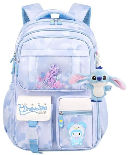 KEBEIXUAN Sacs d'école pour filles, sac à dos d'école, grande capacité, résistant à l'eau, avec compartiment pour ordinateur portable, sac à dos pour filles pour l'école primaire, Stitch Sac à dos