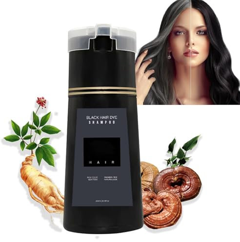Mrettick Haar-Instant-Dye-Shampoo, Schwarz Haarfärbeshampoo, Natürliches Haarfarbenshampoo für Graues Haar, Lang Anhaltendes (Schwarz)