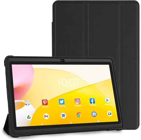 Newision 7-Inch Tablet with Case, Quad Core Android 13, 4GB RAM, 32GB ROM, 512GB Expand, WiFi 6, Bluetooth, 1024x600 IPS HD Display, 3500mAh, Dual Camera, USB C (Black)