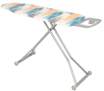 LIFEZEAL Tabla de Planchar Plegable, Mesa de Planchar con Soporte para Plancha, Altura Ajustable, Ahorra Espacio, pies Antideslizantes, Forro Lavable, Resistente al Calor (Amarillo+Azul)