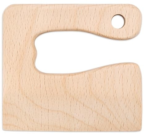 wunderwunsch Kindermesser ab 1 Jahr, Montessori Messer Holz Kleinkinder | Sicheres Baby Holzmesser und stabiles Schneidemesser ab 2 Jahre, nachhaltiges Buchenholz Hackmesser Spielzeug zum Geburtstag