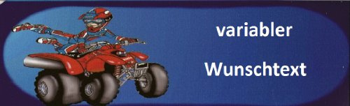 Fun Schild mit Quad selbst gestalten und personalisieren mit Wunschtext oder Namen Türschild Namensschild Comic-Figuren Wandschild als individuelle Geschenkidee