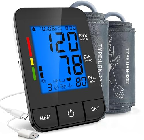 Blood Pressure Monitors with Dual Cuffs (M/L & XL/Extra Large) - Accurate | Upper Arm BP Machine for Home Use, Automatic Digital Blood Pressure Cuff, Large Display, 2x90 Readings Memory