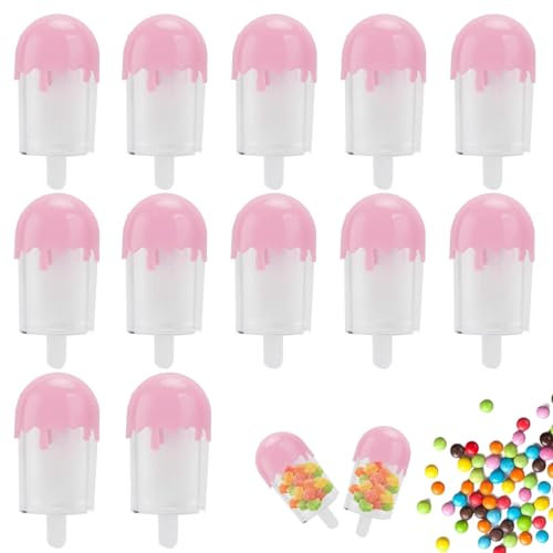 Boîtes-cadeaux de bonbons à la crème glacée, contenants de bonbons en plastique 12pcs, 4,3x2 Conteneurs de bonbons portables pour fête, caricature de la crème glacée pour la fête pour le mariage Styl