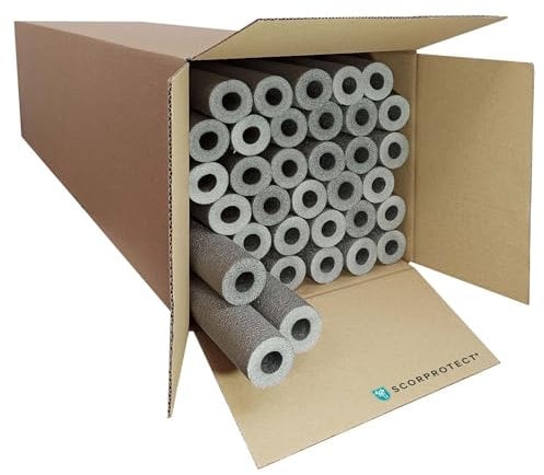 Scorprotect® voller Karton PE Rohrisolierung grau, angeschlitzt 34 Meter (Grau, 18 x 13 mm x 1 Meter)