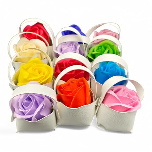 oggettando SET 12 Segnaposto Rosa di sapone profumata Matrimonio, Nascita, Battesimo, Comunione, Laurea, Cresima, 18, 25 e 50 anni, Anniversari e Compleanni (COLORI VARI)
