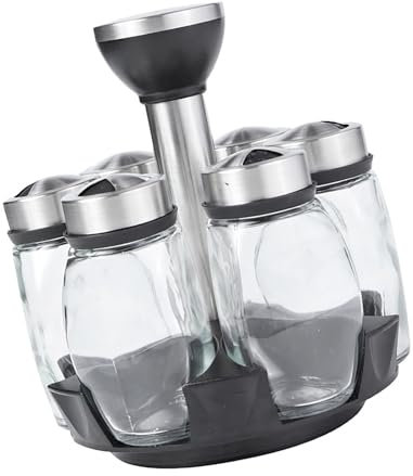 Hrtyvhin SALTS Shaker Holder - Scaffale per spezie da cucina, con bicchieri