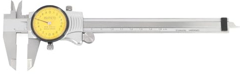 ASIMETO Uhren-Messschieber 150 mm, Ablesung 0,01 mm, Aluminium-Gehäuse | DIN 862, Körper aus rostfreiem Stahl, leichte Bauweise, Ablesung über Messuhr, im Kunststoffetui