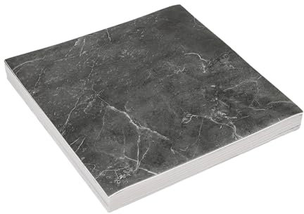 32pcs Waterproof 30x30cm Self-Stick Flooring Fireproof PVC Floor Tiles in Black Marble Pattern Removable Vinyl Flooring for Bedroom 1.2mm Thick UV-Resistant Nordic Style DIY Floor Covering