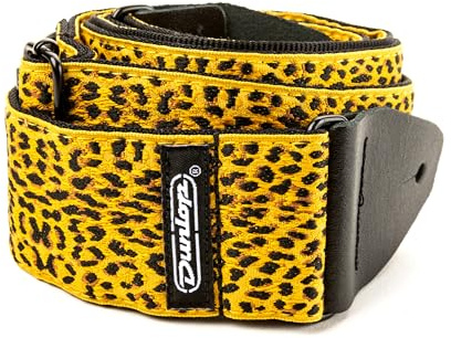 Jim Dunlop Gitarrengurt, Jacquard Leopardskin Strap, gelb und schwarz D6725