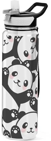 Botella de agua deportiva con diseño de oso panda de 1 litro, botella de agua de plástico Tritan sin BPA, para escuela, oficina, gimnasio, ciclismo