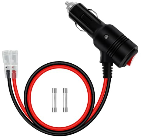 YINGAYOU Presa Accendisigari Maschio Spina con Interruttore 14AWG 20A Cavo per Accendisigari Auto con Spina 12V 24V con LED per Auto, Moto, Barche (0.5 m)