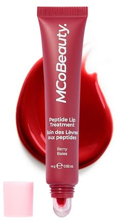 MCoBeauty Peptide Treatment - Cherry Red High Gloss Lip Plumper | Cherry Red Tinted Glaze, Hydrating Cream Oil, Shea Butter & Peptides, Vegan & Cruelty Free