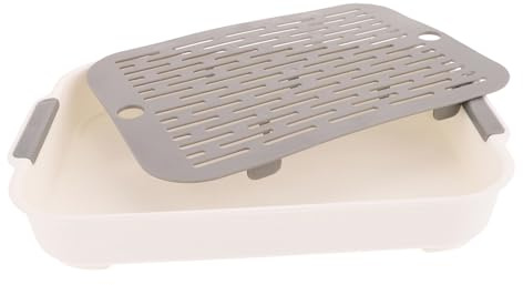 FRCOLOR Kaninchenstreu Kasten Eckig aus PP mit Rutschfestem Boden und Erhöhtem Zaun Kleintier Toilette für Meerschweinchen und Kaninchen Trainings und Hygienezubehör